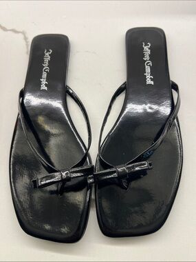 Jeffrey Campbell Black Patent Bow Thong Sandals